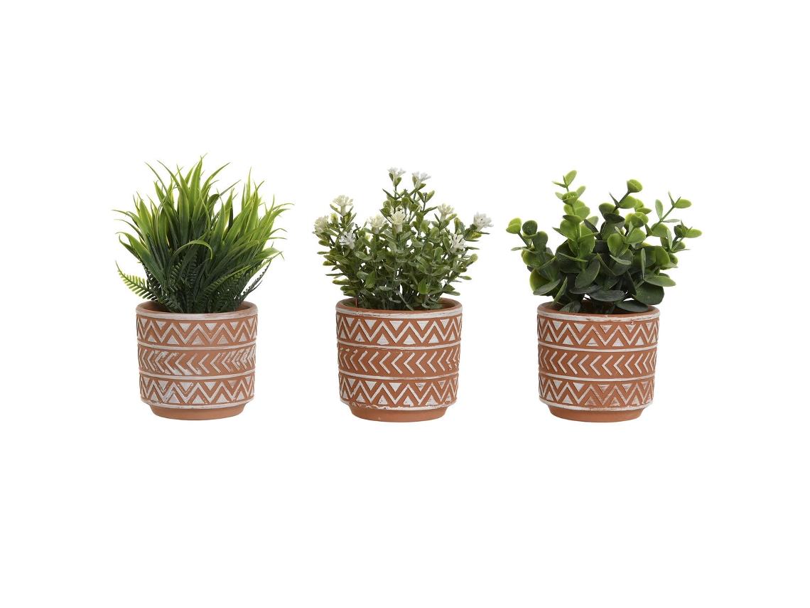 Planta Decorativa Home Esprit Polietileno Cimento 12 X 12 X 17 Cm (3 Unidades)