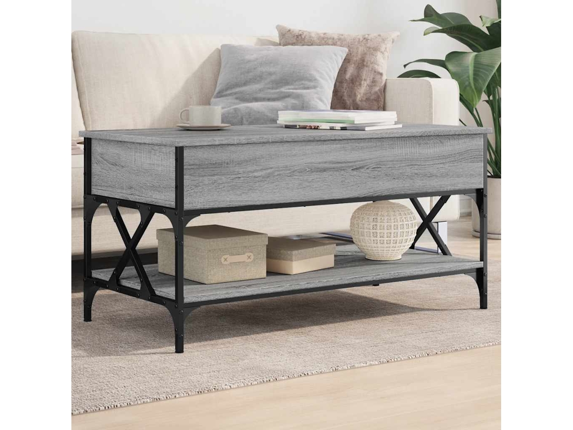 Vidaxl Mesa De Centro 100x50x50cm Deriv. Madeira/metal Cinzento Sonoma