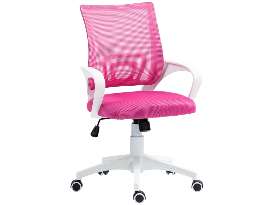 Cadeira de Escritório Mesh Ajustável com Braços Rosa
