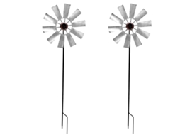 2 Molinillos De Viento De Metal Para Jardín