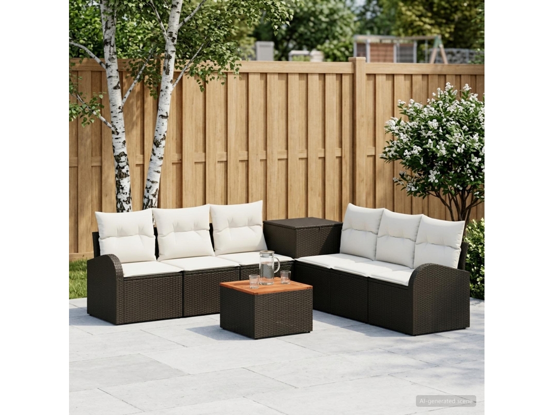 Vidaxl Conjunto De Sofás 8 Unid. Preto E Branco Creme