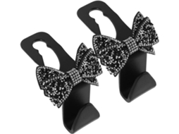 Conjunto De 2 Ganchos Plástico Com Strass Para Banco Traseiro Carro – Suporte Universal Bagagem Mão