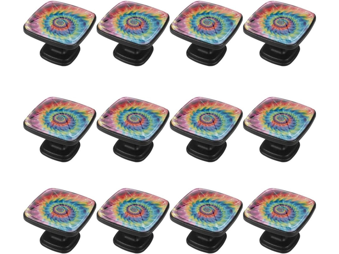 Puxadores Quadrados Para Armários De Cozinha, Puxadores Para Armários E Gavetas, 12 Peças, Estampa Tie Dye Em Aquarela
