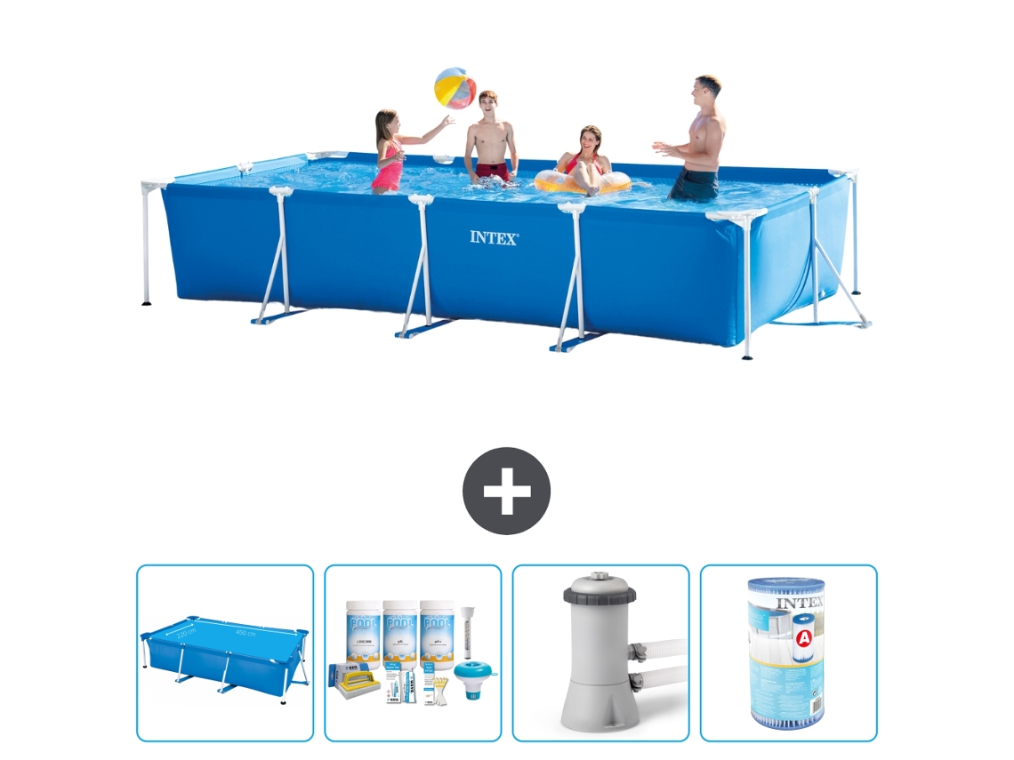 Intex Piscina Com Estrutura Retangular - 450x220x84 Cm - 5-peças S30244