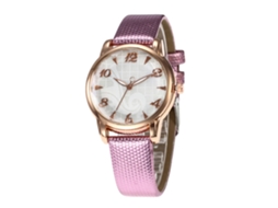 Relógio de pulso feminino em couro, estilo casual e profissional, quartzo roxo.