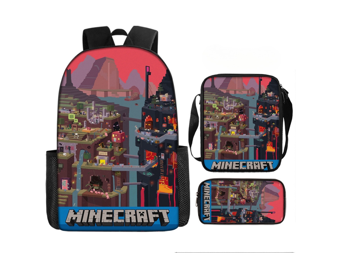 Conjunto De Mochila Escolar De Três Peças, Impermeável, Mochila Com Proteção Para A Coluna, Estilo 17