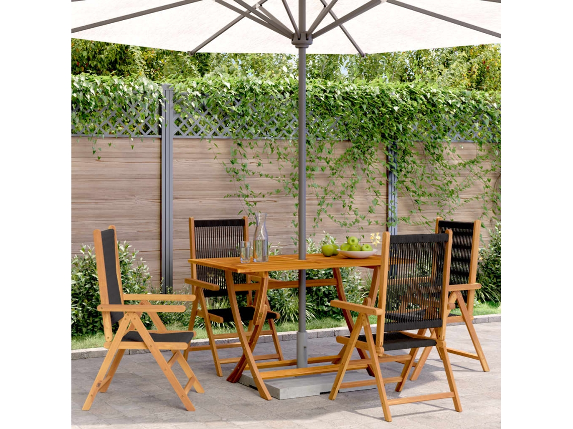 Cadeiras Jardim Reclináveis 4pcs Madeira De Acácia Maciça Preto Dkd Home Decor
