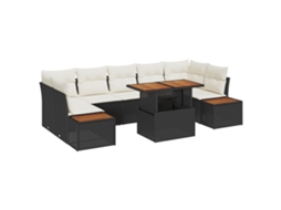 Conjunto 8 Conjunto Para Exterior Vidaxl Preto Vime Pe (100 X 55 X 73 Cm)