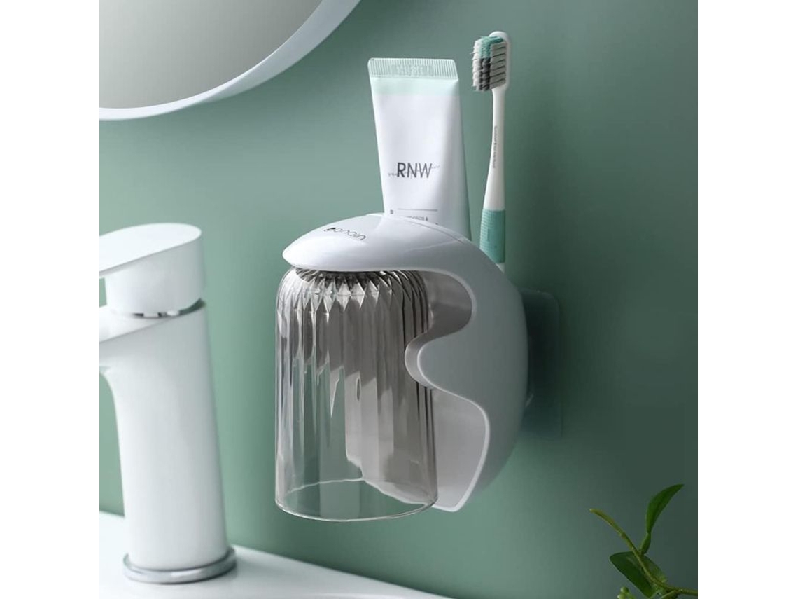 Suporte para escova de dentes infantil LINJOU, com suporte para escova elétrica e creme, cinza