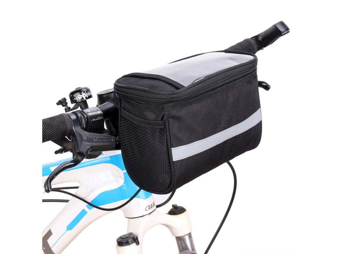 Cesta De Bicicleta Dianteira Com Refletor, 21x15,5x13 Cm, Poliéster, Preta Dureforward