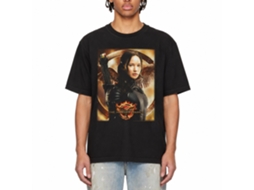Rockinstone Hunger Games Movie Katniss Mockingjay Background Black Adult T-shirt Size:m