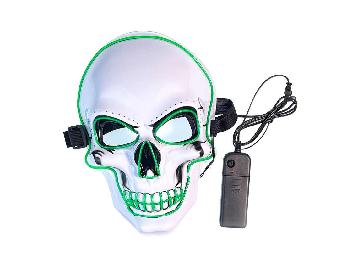 2026 máscara Facial de Calavera Led com 3 Modos de Luz Brilhante para Halloween, Disfraces e Festas de Natal (luz Verde)