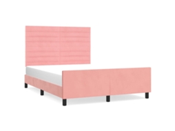 Estrutura de Cama C/ Cabeceira 140x190 Cm Veludo Rosa MAISON EXCLUSIVE