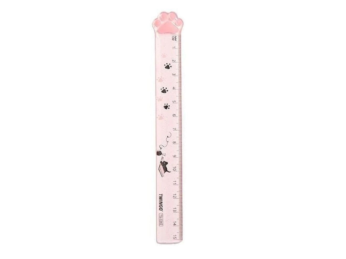 Régua De Plástico Transparente 15cm Com Estampa Pata Gato, Ferramenta De Medição Kawaii Para Estudantes, Desenho E