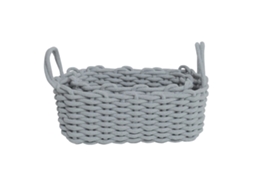 Cesta de armazenamento de corda de algodão, mão tecida, estilo nórdico, para mesa, brinquedos, roupas íntimas, cinza 36x25x15cm S/MARCA