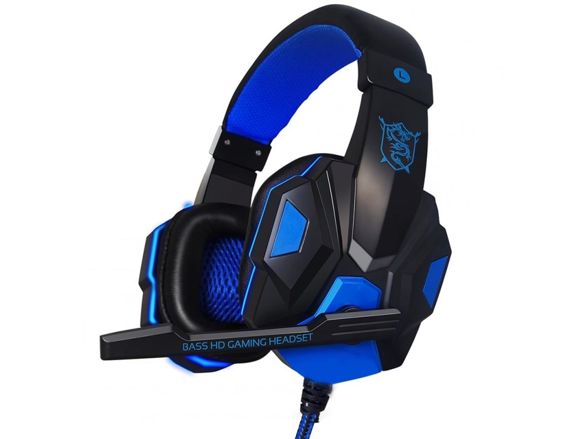 Auscultadores Gaming com Fio para Ps4 Xbox One Nintendo Switch Ipad Pc Azul