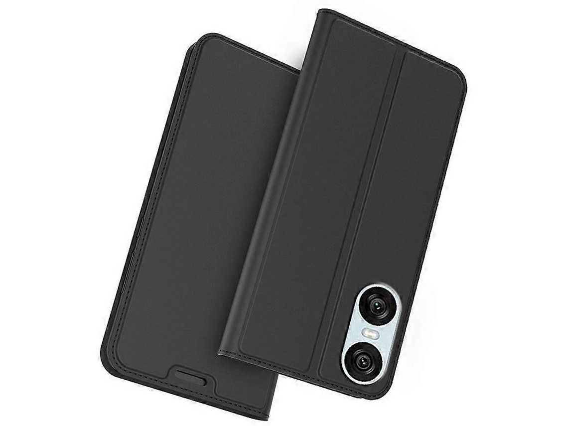 Compre Capa De Couro Sintético Para Sony Xperia 10 Vi Com Suporte Para Cartão E Fecho Magnético Preto