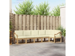 Vidaxl Conjunto De Sofás Para Exterior 6 Pcs Branco E Creme Poliéster
