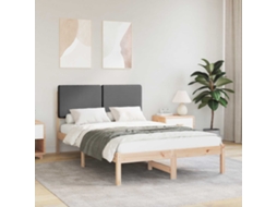Vidaxl Estrutura de Cama com Cabeceira Estofada Cinza Escuro