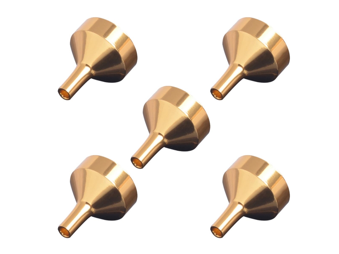 Conjunto De 5 Funis Alumínio Dourado Para Enchimento Perfumes