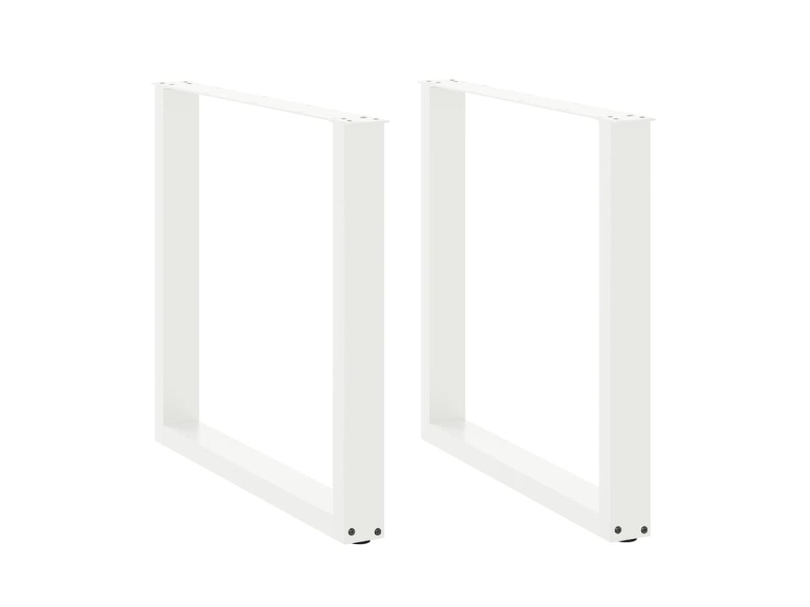 Vidaxl Pés De Mesa De Jantar Em Forma De U, 2 Peças, Branco, 90x (72-73) Cm, Aço