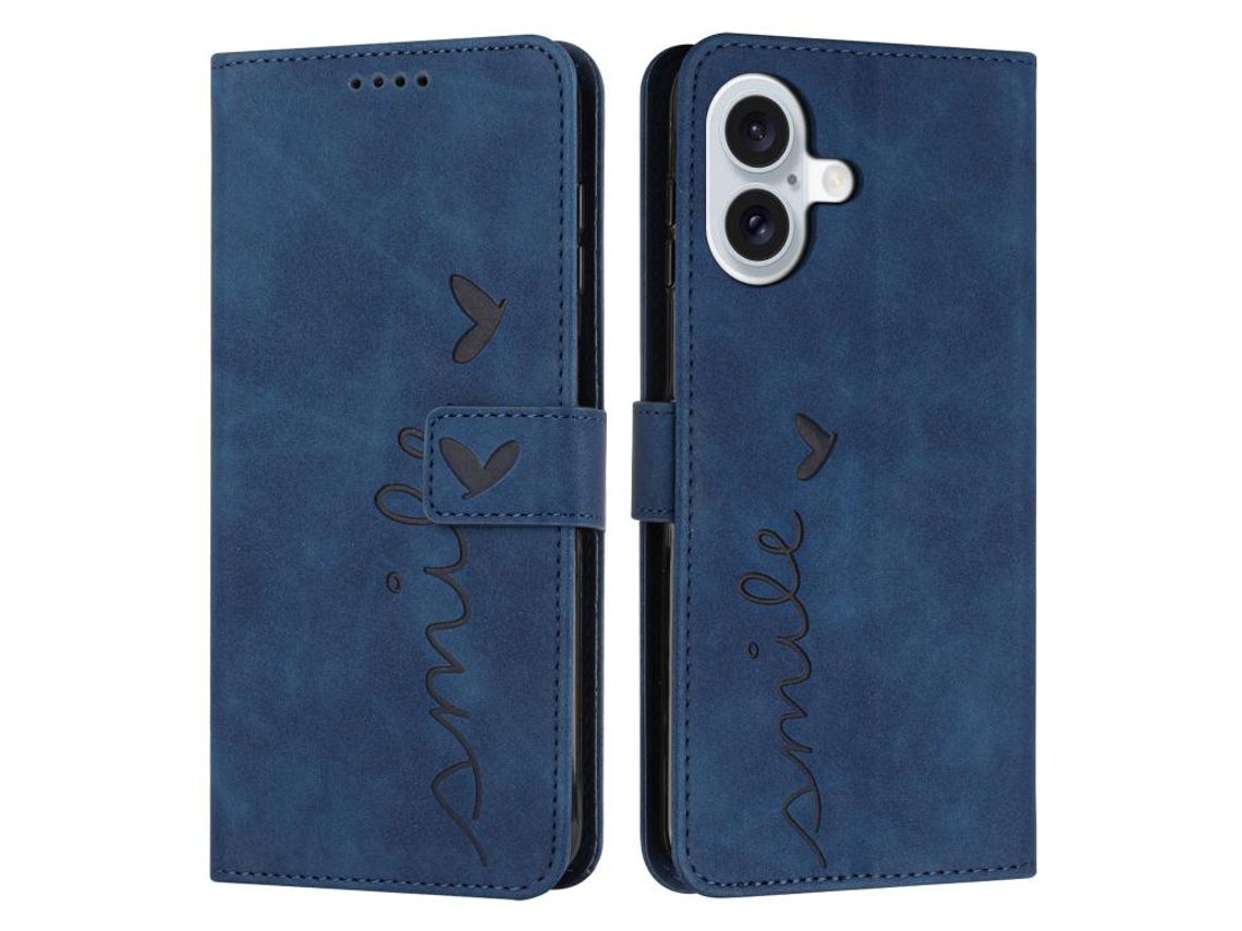 Capa Para Iphone 17 Em Couro Com Relevo De Coração E Alça Longa.