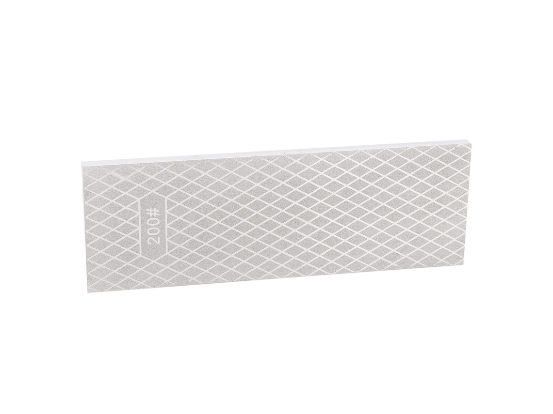 Pedra de afiar facas dupla face com grãos 200/600, ideal para afiar facas de cozinha em casa.