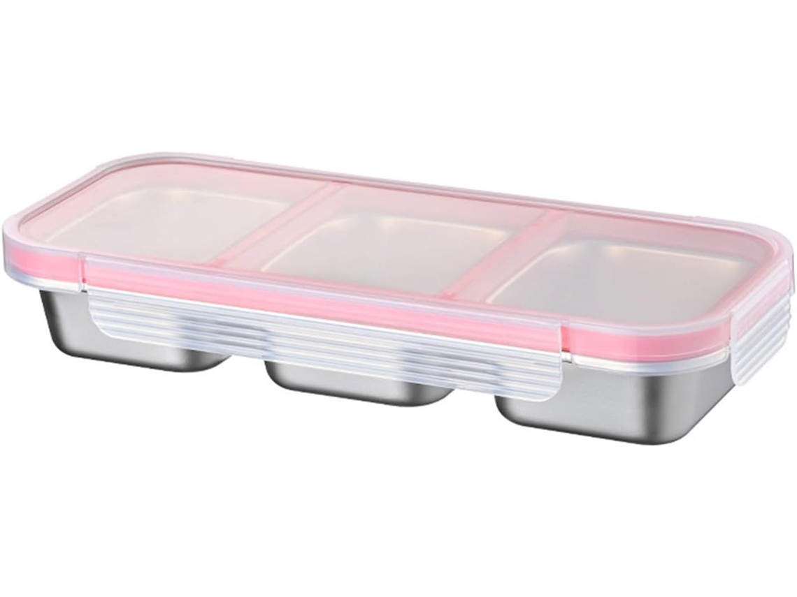 Recipiente Para Almoço Dividido Em Aço Inoxidável, Caixa Para Preparação De Refeições Com Várias Seções E Tampa