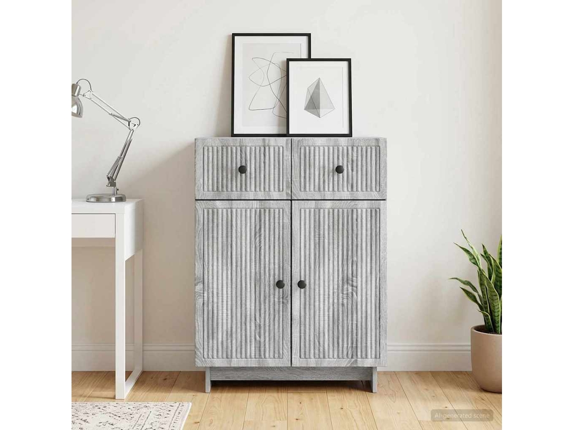 Vidaxl Buffet Sonoma Cinzento 66 X 34,5 X 90 Cm Derivados De Madeira
