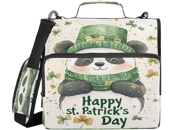 Panda St Pasta De 3 Argolas Com Bolsos Extras, Alça E De Ombro Removível, Organizador De Material Escolar O Ensino