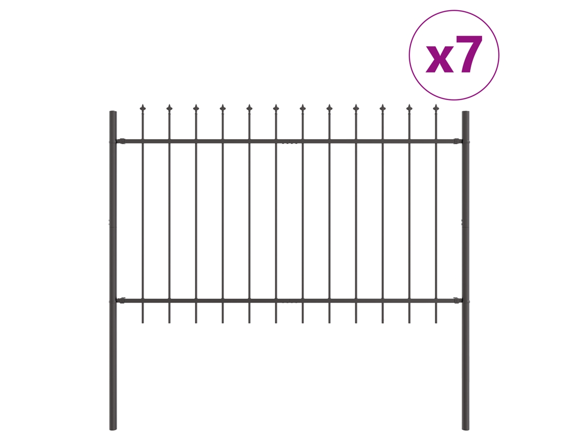 Conjunto 7 Painel De Jardim Vidaxl Cinzento Aço Revestido A Pó (11,9 X 1,2 M)