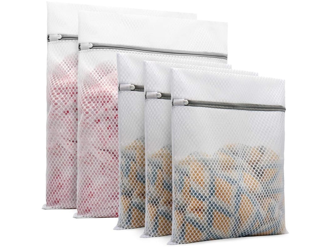 5 Sacos De Lavanderia De Malha De Colmeia Duráveis Para Roupas Delicadas 2 Grandes 16x20 Polegadas 3 Médios 12x16 Polegadas