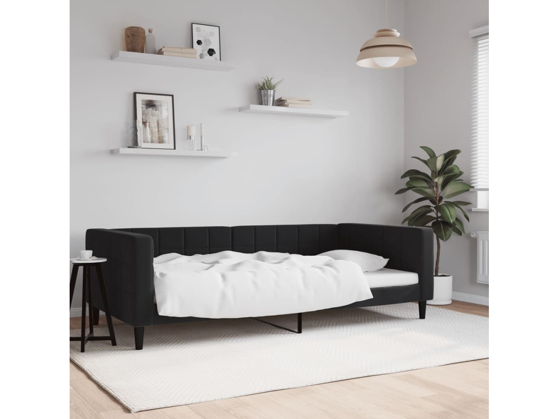 Vidaxl Sofá-cama 100x200 Cm Veludo Preto
