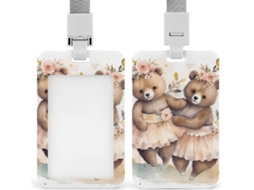 Porta Crachá Com Estampa de Urso Saia Curta, Porta Cartões Personalizáveis, Porta Labels À Prova D Água, Estojo