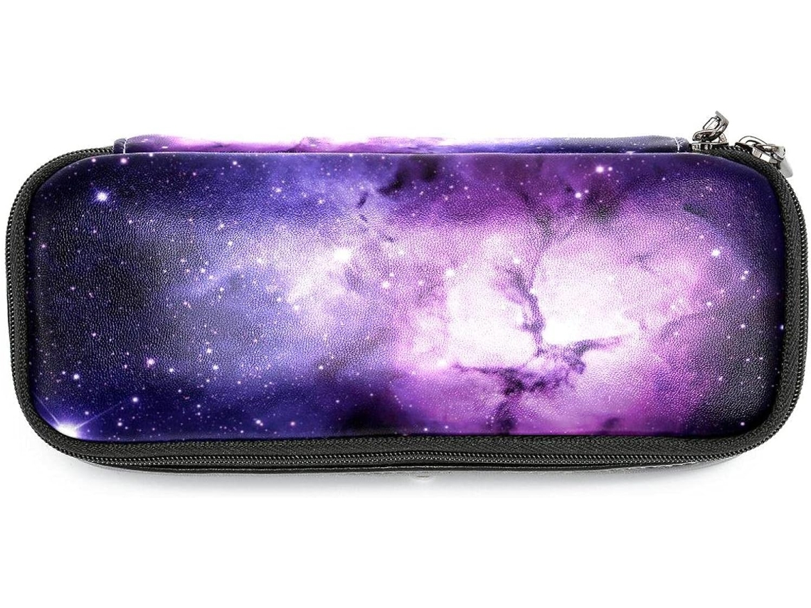 Bolsa organizadora grande com estampa de galáxia estrelada distante, organizador de canetinhas, essencial para mochilas e bolsas escolares.