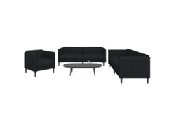 Vidaxl 3 Pcs Conjunto De Sofás Tecido Preto