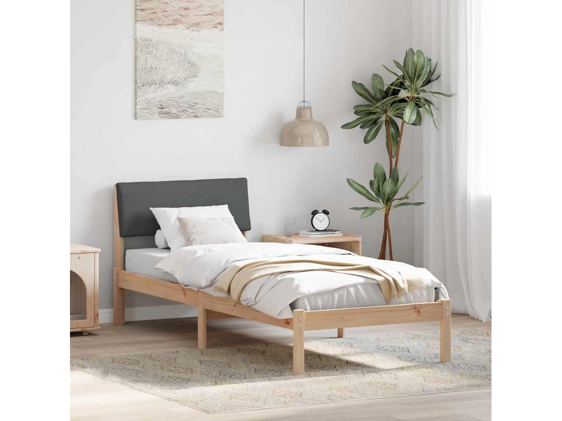 Vidaxl Estrutura Da Cama Castanho E Cinzento-escuro 75 X 190 Cm