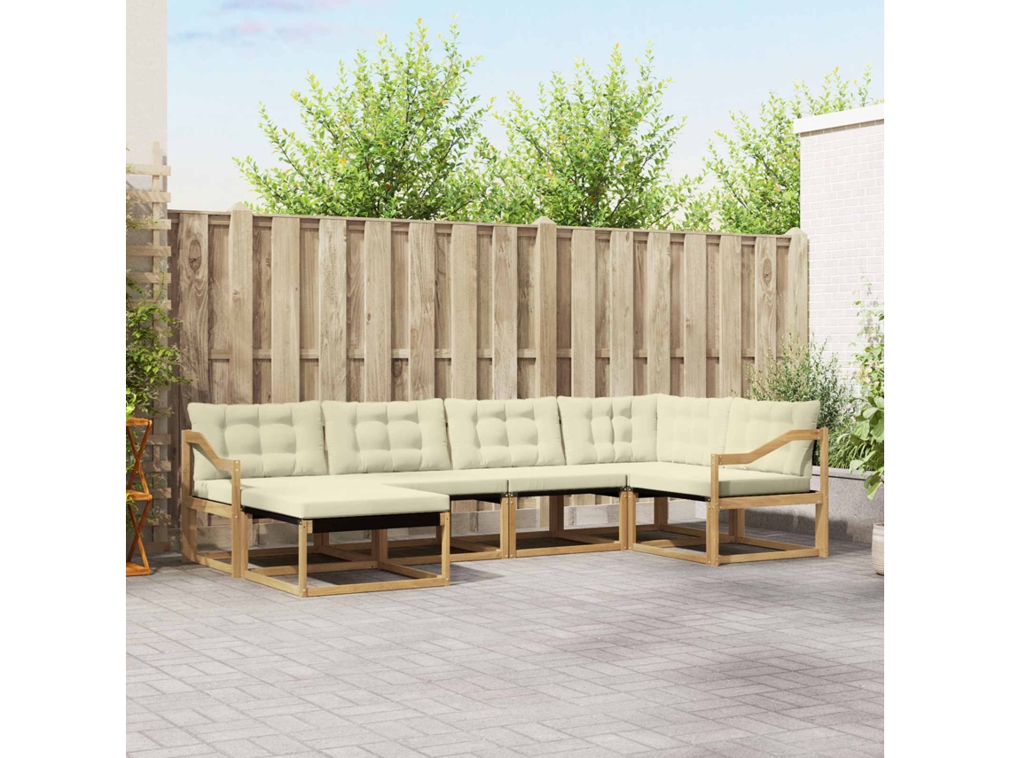 Vidaxl Conjunto De Sofás Para Exterior 6 Unid. Branco E Creme