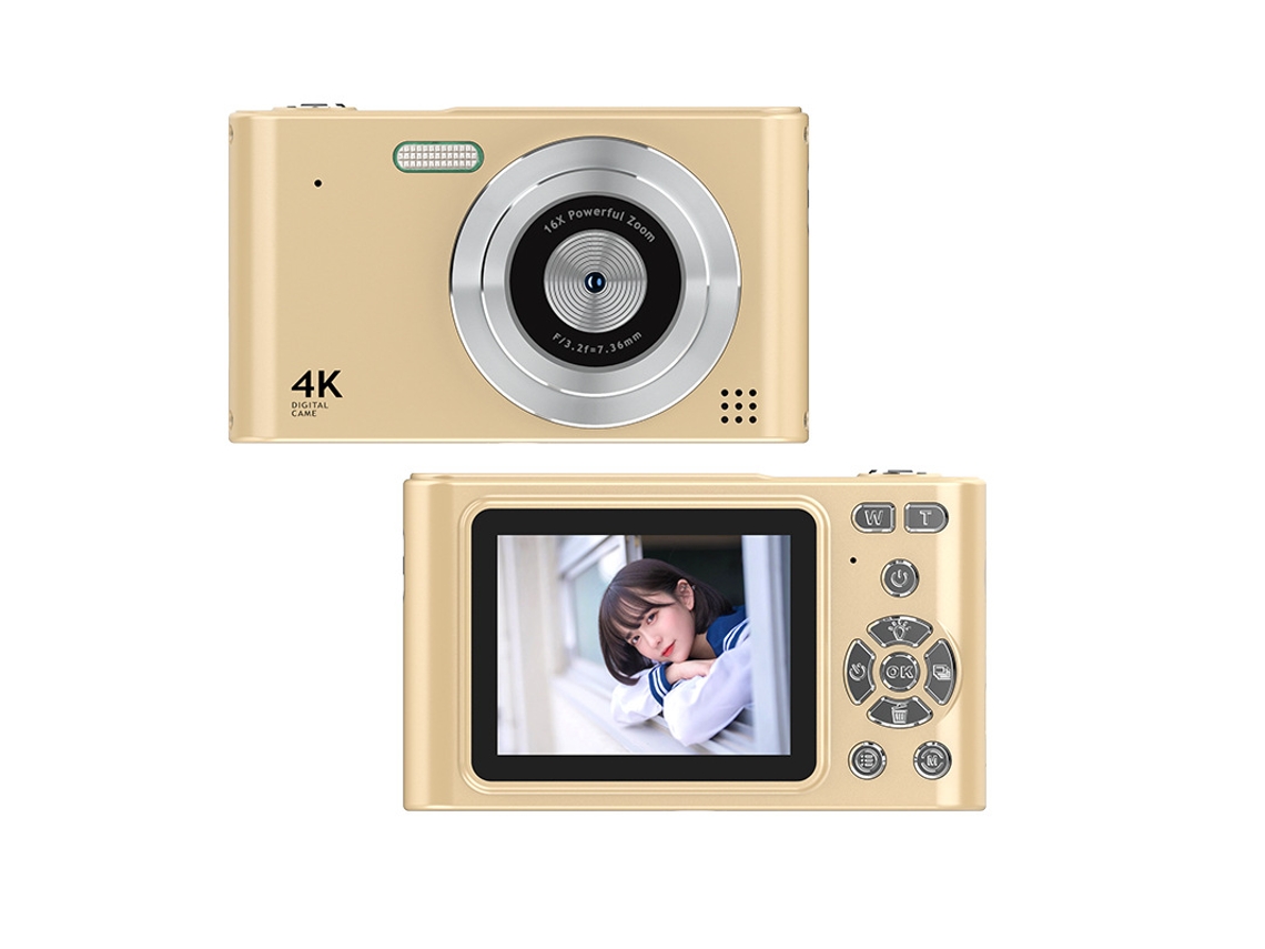 Nova Câmara Digital Retro 4k De Entrada Com Sensor Ccd, Ãtima Opção Para Presente Dourado Cartão De Memória De 32 Gb Leitor De Cartões Sfushos