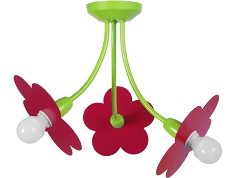 Candeeiro de Teto  Pivoine 3 Lâmpadas (Rosa - E14 - Máx. 40W - Metal)