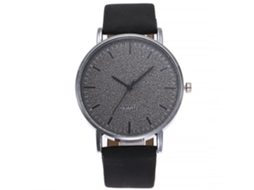 Relógio de Pulso Unissex Vansvar Pulseira Pu com Movimento de Quartzo Preto