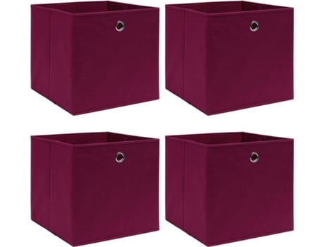 Caixas de arrumação 4 pcs 32x32x32 cm tecido vermelho escuro