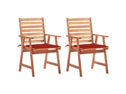 Vidaxl Cadeiras De Jantar P/ Jardim 2 Pcs C/ Almofadões Acácia Maciça