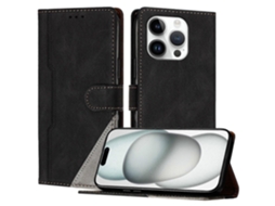 Capa De Couro Com Estampa Triangular E Suporte Tipo Carteira Para Iphone 15 Pro, À Prova De Choque