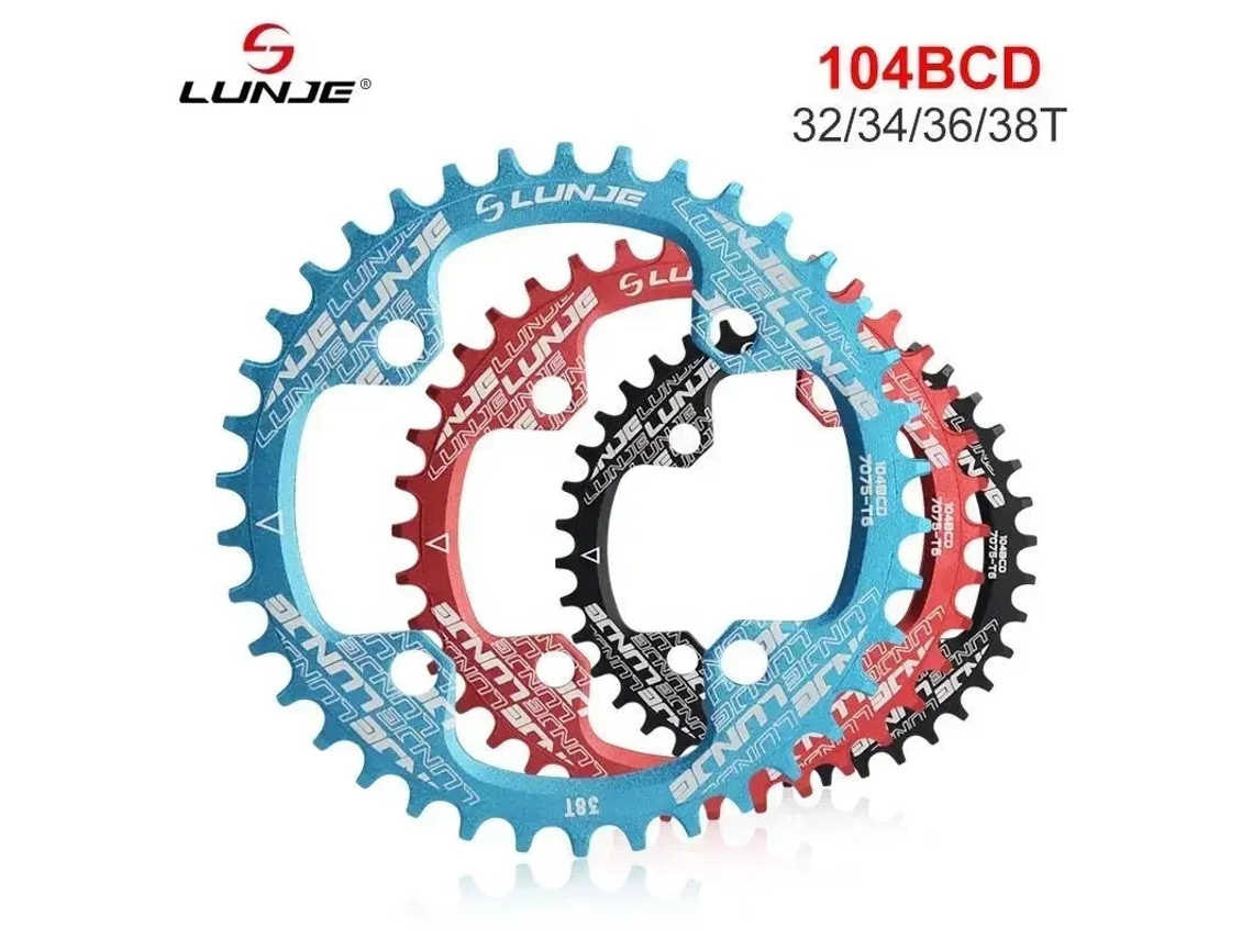 Lurelia Coroa De Bicicleta Para Mtb/btt Liga De Alumínio 38t 104 Bcd 32t 34t 36t Teeth Wide/estreitos
