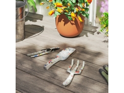 Conjunto de 3 ferramentas de jardinagem em alumínio: tesourão de poda, pá e ancinho manual, ideal para poda