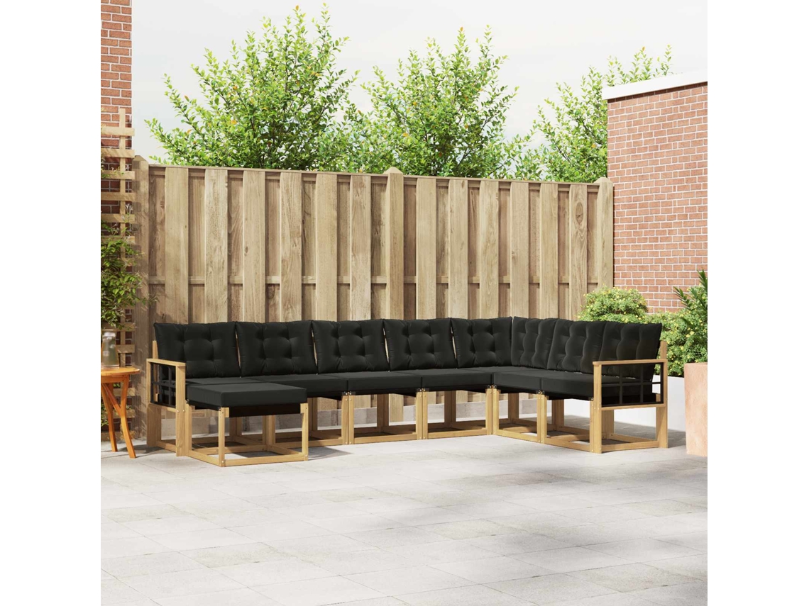 Vidaxl Conjunto De Sofás Para Exterior 8 Pcs Branco E Preto