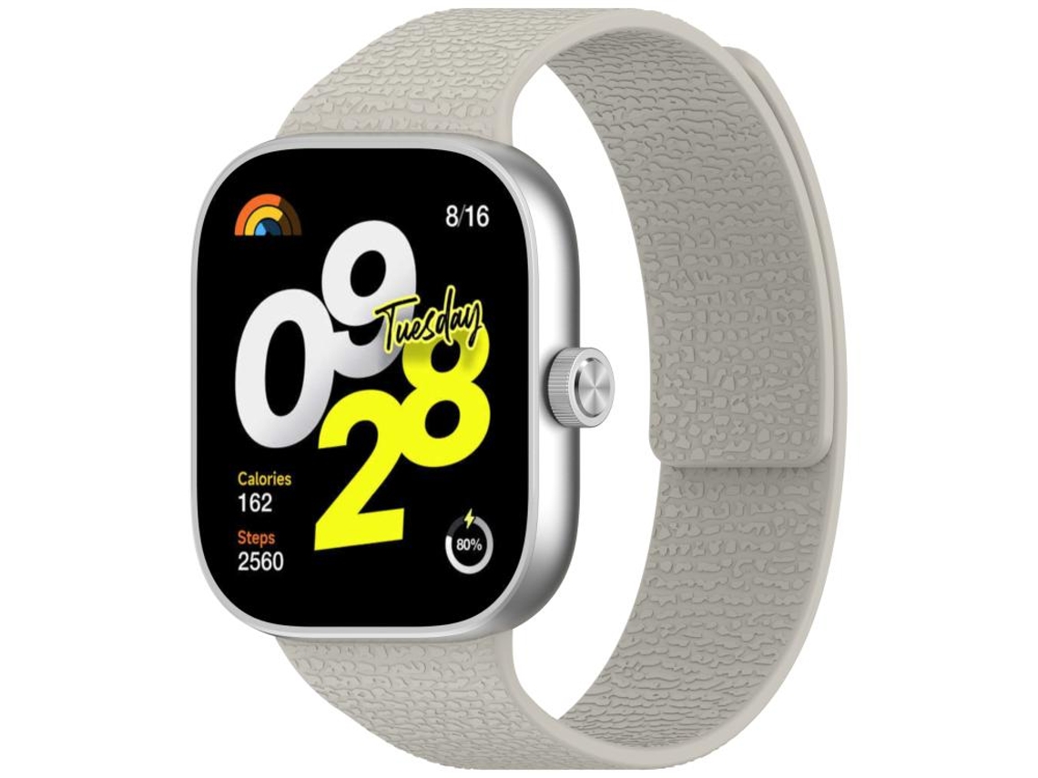 Bracelete Para Redmi Watch 6 / 5 / 4 - Silicone Macio Magnético - Textura De Lichia - Plugue De Metal Cinza