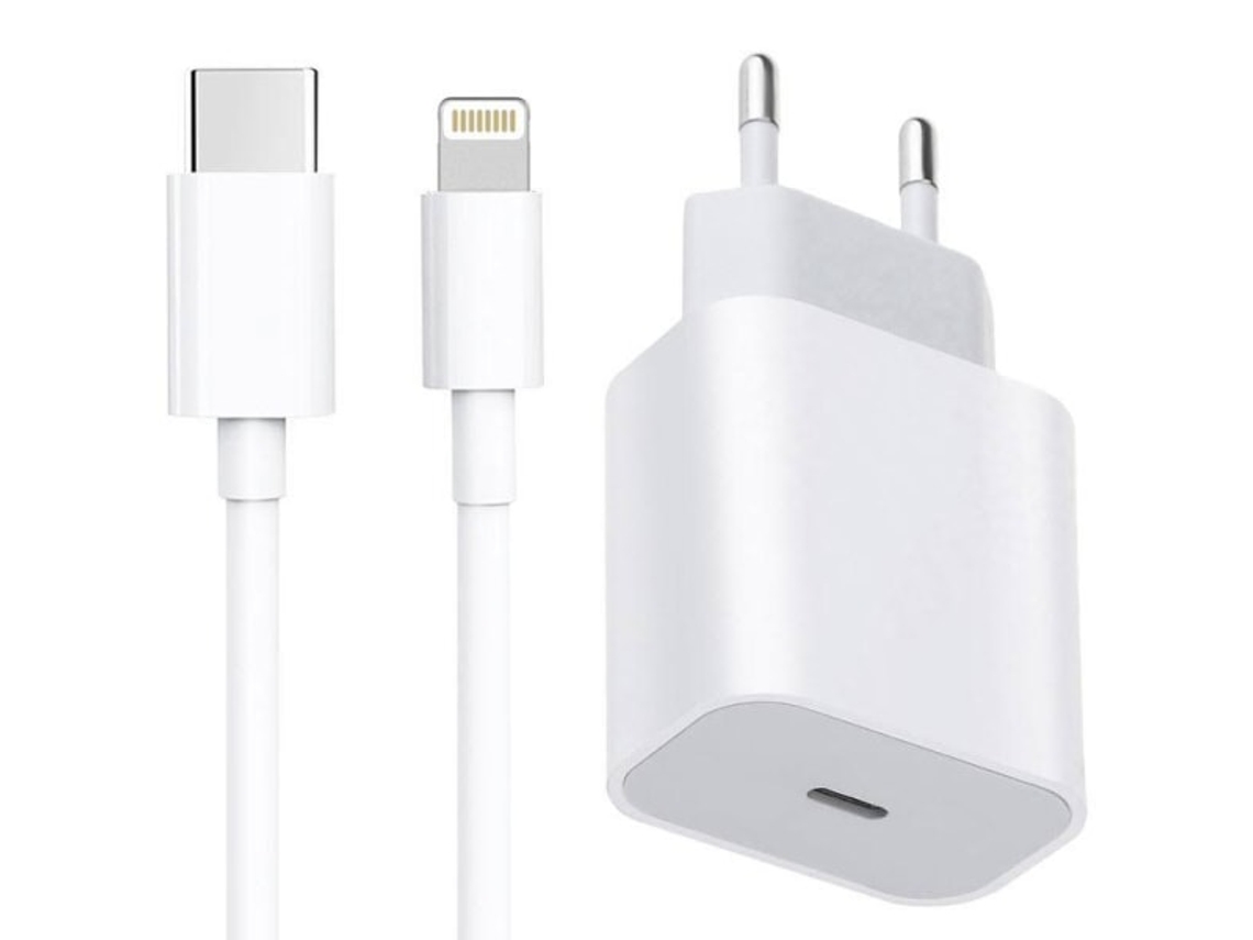 Carregador Para Iphone 11/12/13 Usb-C + Cabo De Dados De 1 Metro De Comprimento Branco  
