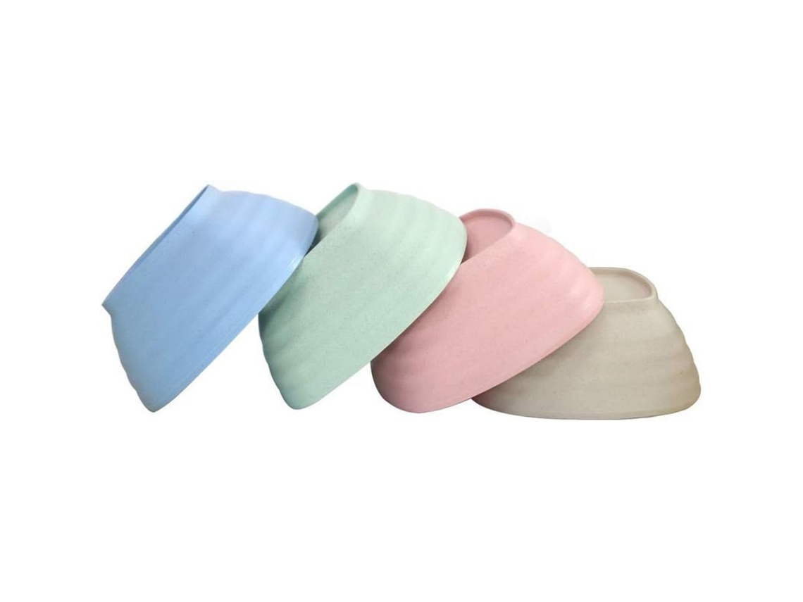 Conjunto de 4 Tigelas de Palha de Trigo Reutilizáveis de 560ml (19oz), Anti-quebra, ideais para Sopa, Cereal e Salada.